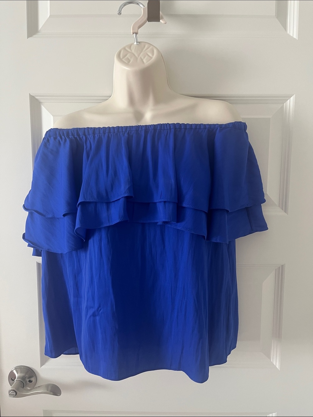 Lilly Pulitzer Layered Off-Shoulder Ruffle Top in Cobalt